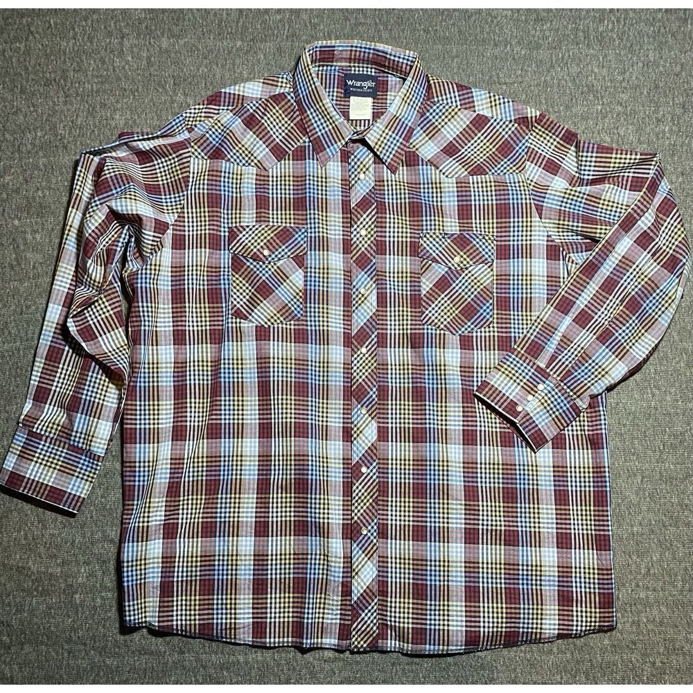 WRANGLER Shirt Mens Plaid Pearl Snap Western Long Sleeve 3XT 75932PР